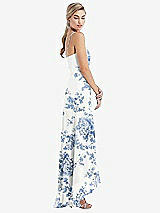 Side View Thumbnail - Cottage Rose Dusk Blue Scoop Neck Ruffle-Trimmed High Low Maxi Dress