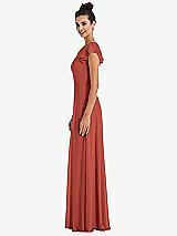 Side View Thumbnail - Amber Sunset Flutter Sleeve V-Keyhole Chiffon Maxi Dress