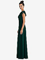 Side View Thumbnail - Evergreen Flutter Sleeve V-Keyhole Chiffon Maxi Dress