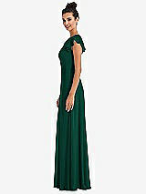 Side View Thumbnail - Hunter Green Flutter Sleeve V-Keyhole Chiffon Maxi Dress