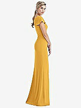 Side View Thumbnail - NYC Yellow One-Shoulder Cap Sleeve Trumpet Gown with Front Slit