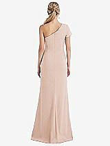Rear View Thumbnail - Cameo One-Shoulder Cap Sleeve Trumpet Gown with Front Slit