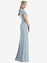 Side View Thumbnail - Mist One-Shoulder Cap Sleeve Trumpet Gown with Front Slit