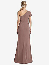 Rear View Thumbnail - Sienna One-Shoulder Cap Sleeve Trumpet Gown with Front Slit