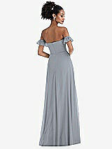 Rear View Thumbnail - Platinum Off-the-Shoulder Ruffle Cuff Sleeve Chiffon Maxi Dress