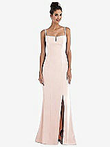 Front View Thumbnail - Blush Notch Crepe Trumpet Gown with Front Slit
