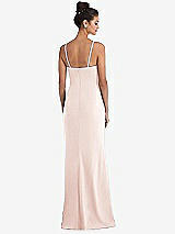 Rear View Thumbnail - Blush Notch Crepe Trumpet Gown with Front Slit