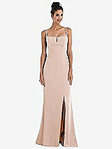 Front View Thumbnail - Cameo Notch Crepe Trumpet Gown with Front Slit