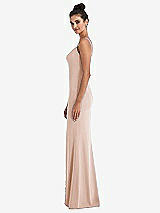 Side View Thumbnail - Cameo Notch Crepe Trumpet Gown with Front Slit