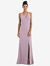 Rear View Thumbnail - Suede Rose Criss-Cross Cutout Back Maxi Dress with Front Slit