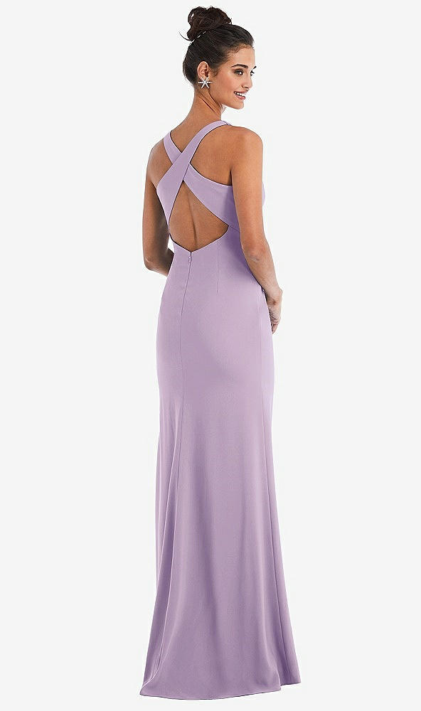 Front View - Pale Purple Criss-Cross Cutout Back Maxi Dress with Front Slit