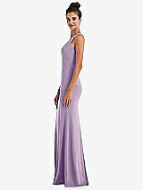 Side View Thumbnail - Pale Purple Criss-Cross Cutout Back Maxi Dress with Front Slit