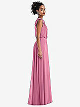 Side View Thumbnail - Orchid Pink One-Shoulder Bow Blouson Bodice Maxi Dress
