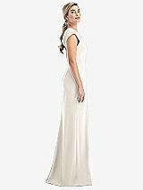 Side View Thumbnail - Ivory Cap Sleeve Open-Back Trumpet Gown with Front Slit