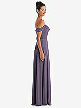 Side View Thumbnail - Lavender Off-the-Shoulder Draped Neckline Maxi Dress