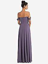 Rear View Thumbnail - Lavender Off-the-Shoulder Draped Neckline Maxi Dress
