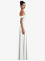 Side View Thumbnail - White Off-the-Shoulder Draped Neckline Maxi Dress