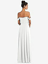 Rear View Thumbnail - White Off-the-Shoulder Draped Neckline Maxi Dress