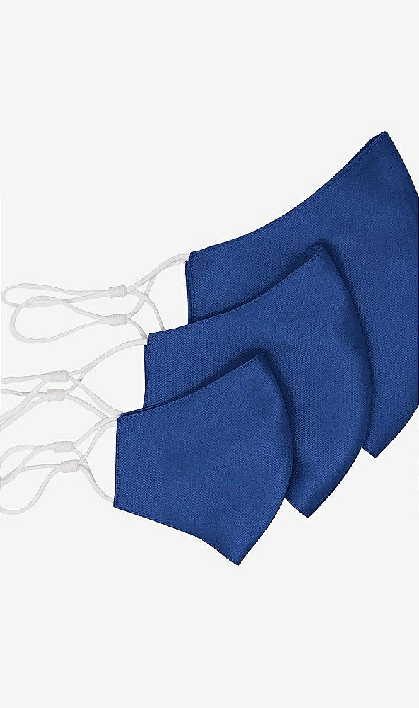 Back View - Classic Blue Satin Twill Reusable Face Mask