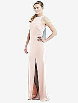 Side View Thumbnail - Blush & Mist Cutout Open-Back Halter Maxi Dress with Scarf Tie