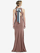 Front View Thumbnail - Sienna & Mist Cutout Open-Back Halter Maxi Dress with Scarf Tie
