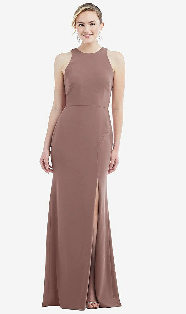Back View - Sienna & Mist Cutout Open-Back Halter Maxi Dress with Scarf Tie