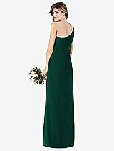 Rear View Thumbnail - Hunter Green One-Shoulder Crepe Trumpet Gown with Front Slit