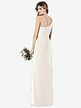 Rear View Thumbnail - Ivory One-Shoulder Crepe Trumpet Gown with Front Slit