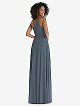 Rear View Thumbnail - Silverstone One-Shoulder Chiffon Maxi Dress with Shirred Front Slit