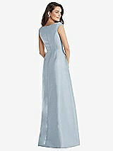 Rear View Thumbnail - Mist Off-the-Shoulder Draped Wrap Maxi Dress with Pockets