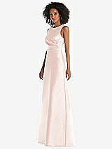 Side View Thumbnail - Blush Jewel Neck Asymmetrical Shirred Bodice Maxi Dress with Pockets