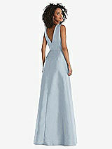 Rear View Thumbnail - Mist Jewel Neck Asymmetrical Shirred Bodice Maxi Dress with Pockets