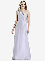 Front View Thumbnail - Silver Dove Pleated Draped One-Shoulder Satin Maxi Dress with Pockets
