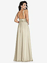 Rear View Thumbnail - Champagne Deep V-Neck Shirred Skirt Maxi Dress with Convertible Straps