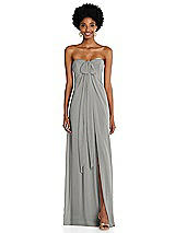 Alt View 3 Thumbnail - Chelsea Gray Draped Chiffon Grecian Column Gown with Convertible Straps