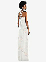 Side View Thumbnail - Spring Fling Draped Chiffon Grecian Column Gown with Convertible Straps