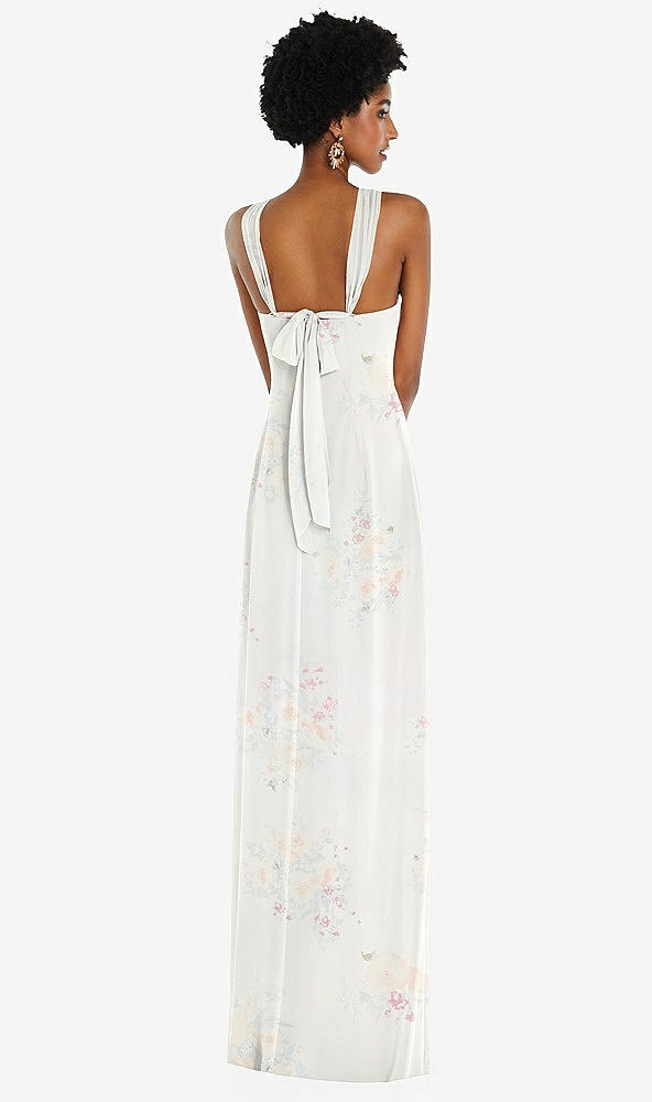 Back View - Spring Fling Draped Chiffon Grecian Column Gown with Convertible Straps