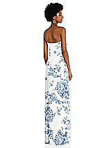 Alt View 4 Thumbnail - Cottage Rose Dusk Blue Draped Chiffon Grecian Column Gown with Convertible Straps