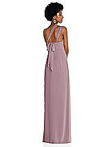 Alt View 2 Thumbnail - Dusty Rose Draped Chiffon Grecian Column Gown with Convertible Straps