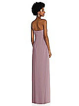 Alt View 4 Thumbnail - Dusty Rose Draped Chiffon Grecian Column Gown with Convertible Straps