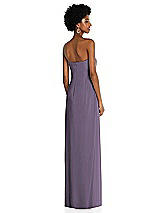 Alt View 4 Thumbnail - Lavender Draped Chiffon Grecian Column Gown with Convertible Straps