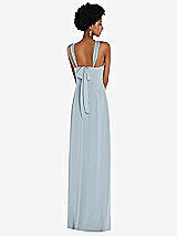 Rear View Thumbnail - Mist Draped Chiffon Grecian Column Gown with Convertible Straps