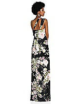 Alt View 2 Thumbnail - Noir Garden Draped Chiffon Grecian Column Gown with Convertible Straps