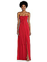 Alt View 3 Thumbnail - Parisian Red Draped Chiffon Grecian Column Gown with Convertible Straps