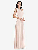 Alt View 2 Thumbnail - Blush Draped One-Shoulder Maxi Dress with Scarf Bow