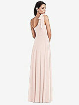 Alt View 3 Thumbnail - Blush Draped One-Shoulder Maxi Dress with Scarf Bow