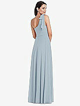 Alt View 3 Thumbnail - Mist Draped One-Shoulder Maxi Dress with Scarf Bow