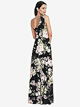 Alt View 3 Thumbnail - Noir Garden Draped One-Shoulder Maxi Dress with Scarf Bow