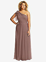 Front View Thumbnail - Sienna Draped One-Shoulder Maxi Dress with Scarf Bow