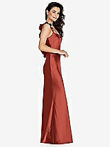 Side View Thumbnail - Amber Sunset Ruffle Trimmed Open-Back Maxi Slip Dress